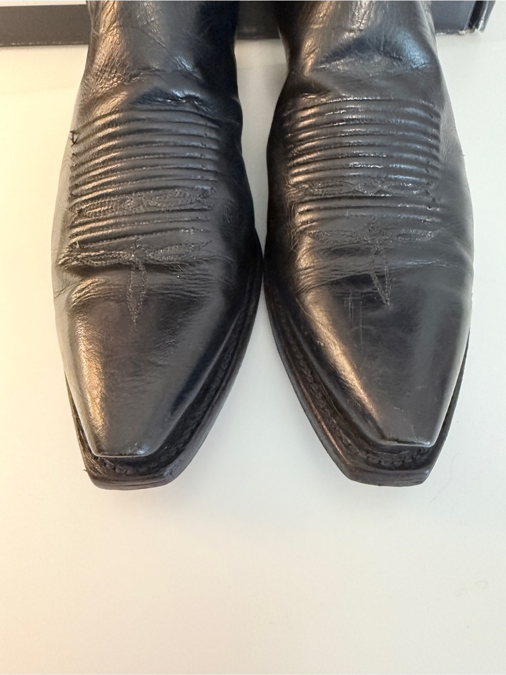1883 by Lucchese N4501-54 Women’s 9C Black Burnished Buffalo Snip Toe Boots USA - Picture 6 of 11